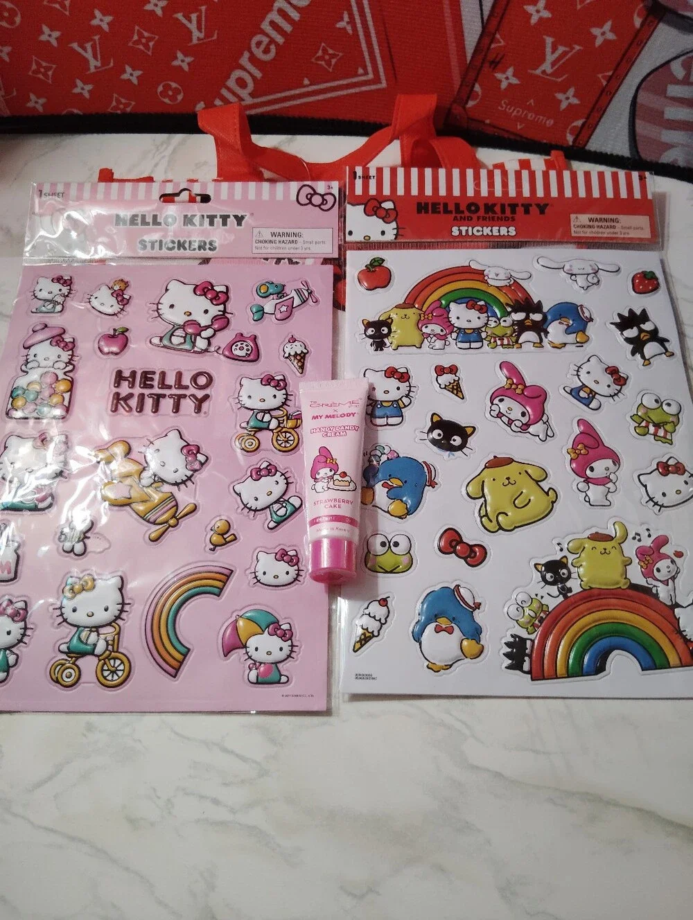 Hello Kitty Red & White Tote Gift Set with Stickers